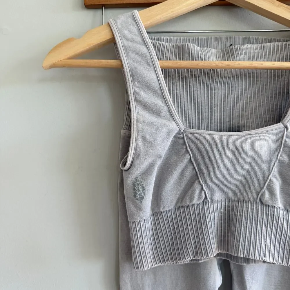 FP Movement Good Karma Square Neck Sports Bra Leggings Set Gray XS